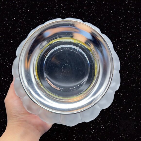 Frosted Satin Crystal Rose Pattern Compote On Silverplate Base Made West Germany - Picture 10 of 13